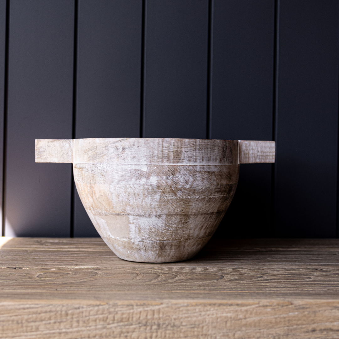White Wash Wood Bowl | By Luxe B Co.