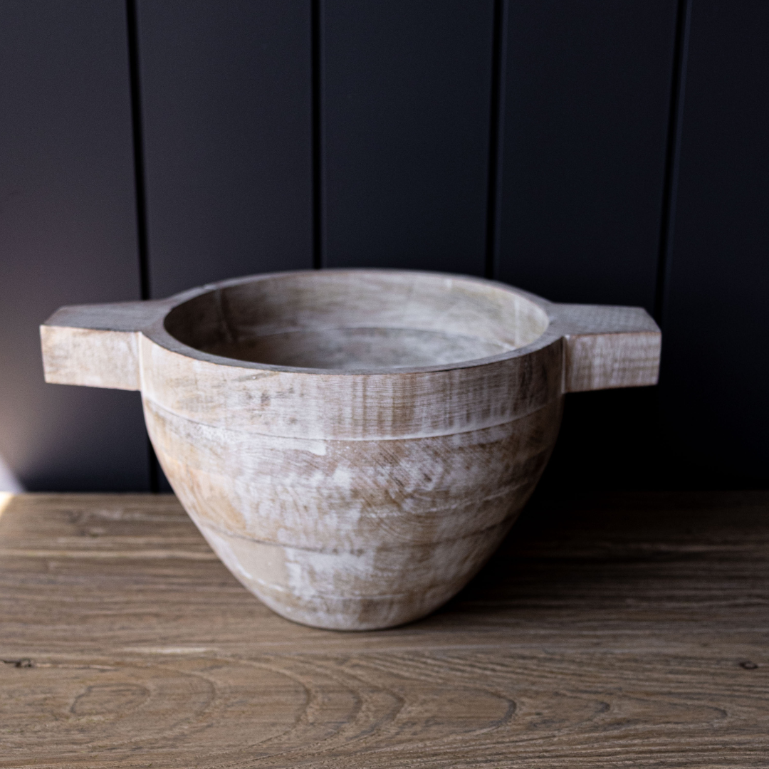 White Wash Wood Bowl | By Luxe B Co.
