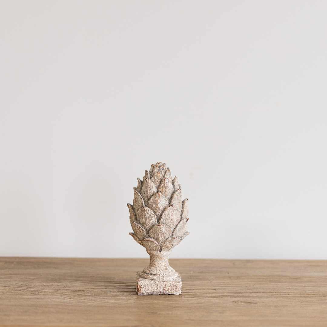 White Washed Artichoke Statue | By Luxe B Co.