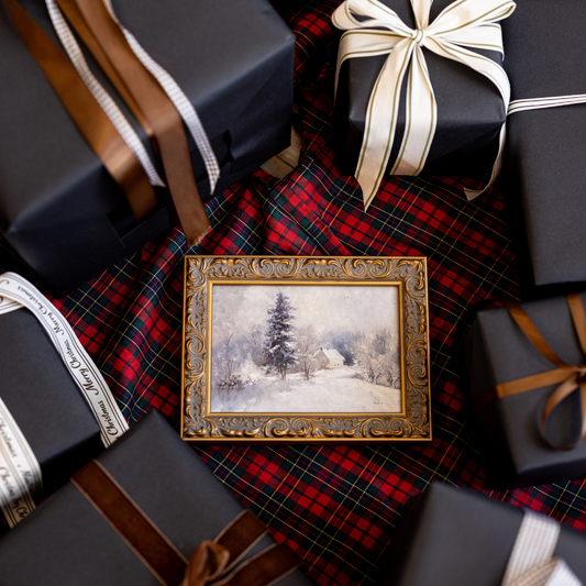 Winter Landscape| Antique Inspired Brass Heirloom Framed Art