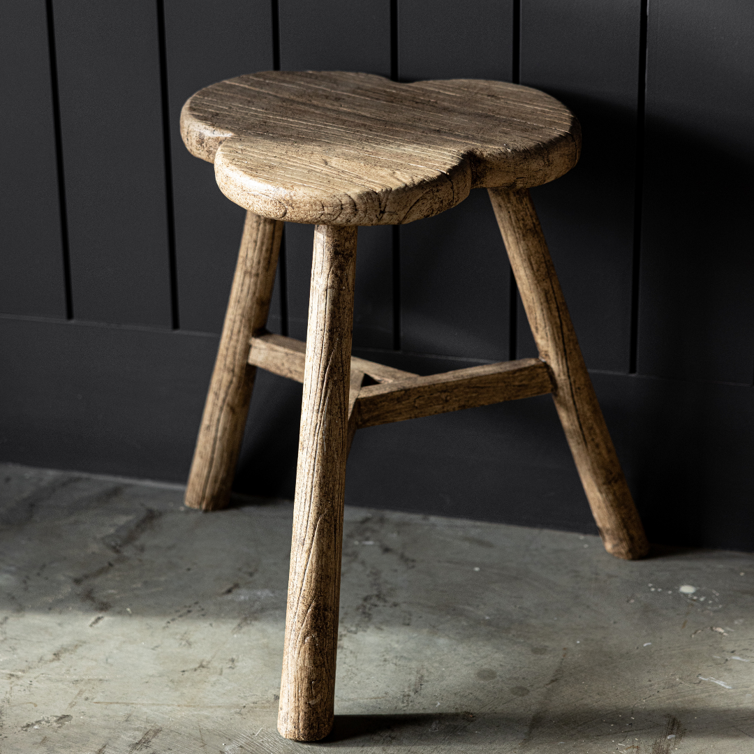 Wooden Clover Scallop Stool | By Luxe B Co.