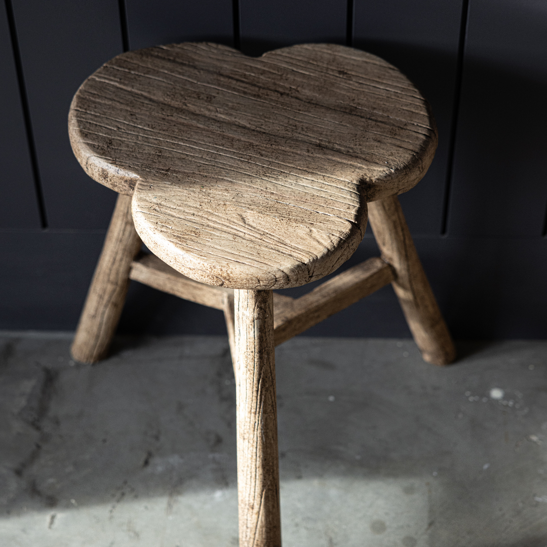 Wooden Clover Scallop Stool | By Luxe B Co.