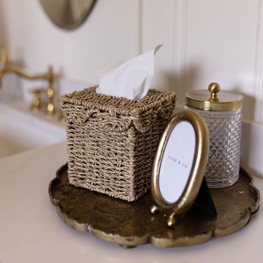 Woven Seagrass Tissue Box Cover | By Luxe B Co.