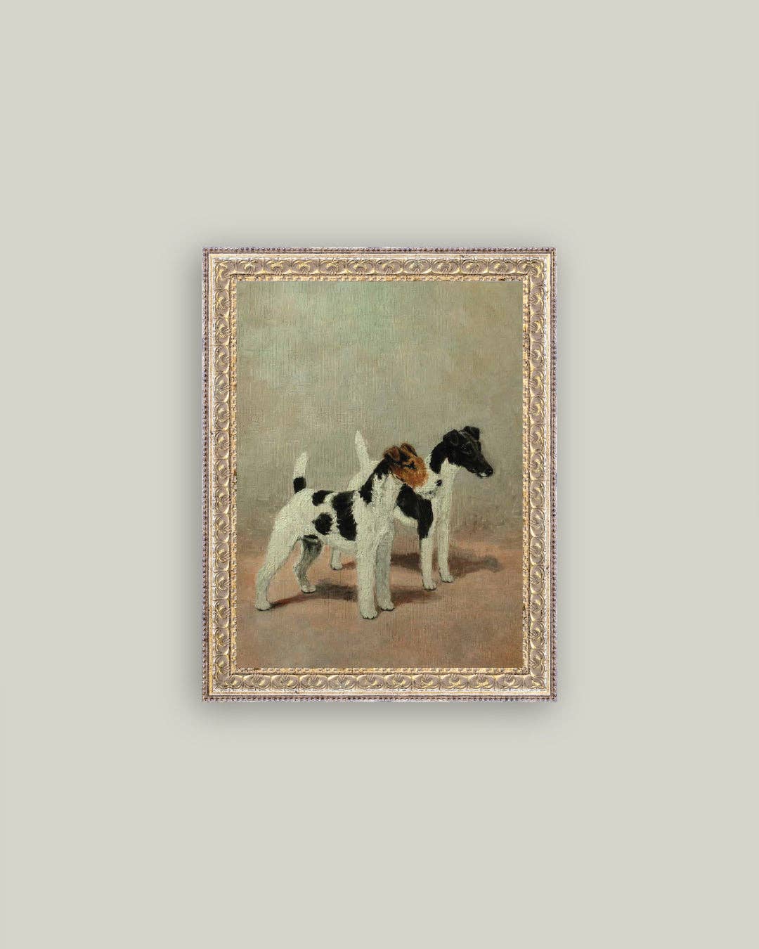 Two Fox Terriers Framed Antique Art