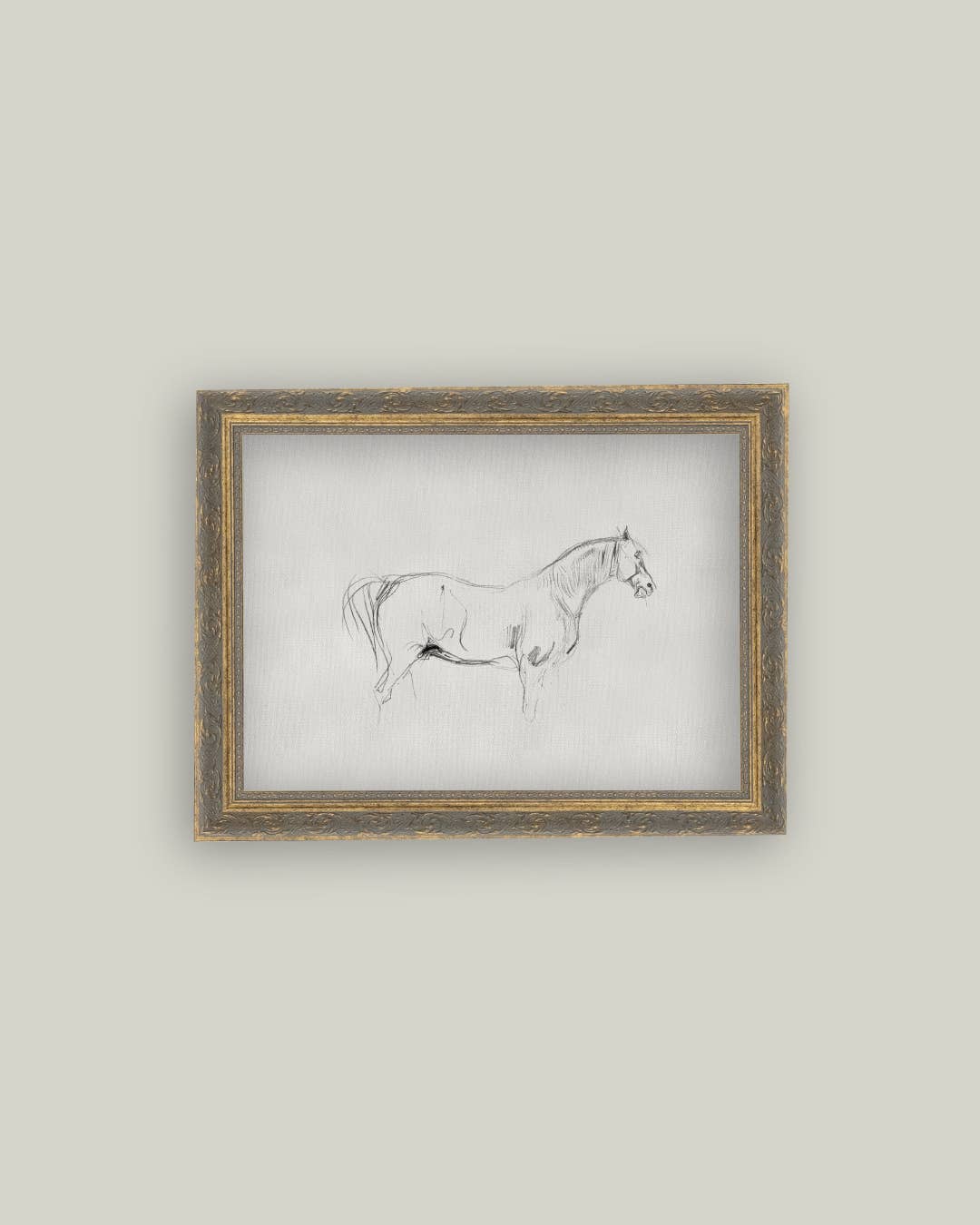 Horse Sketch Framed Antique Art