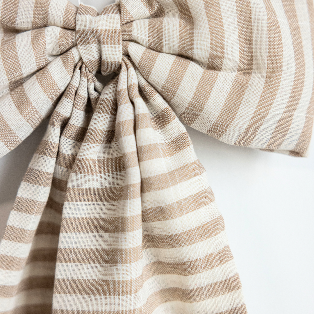Striped Beige Sand Bow Garland - Luxe B Co
