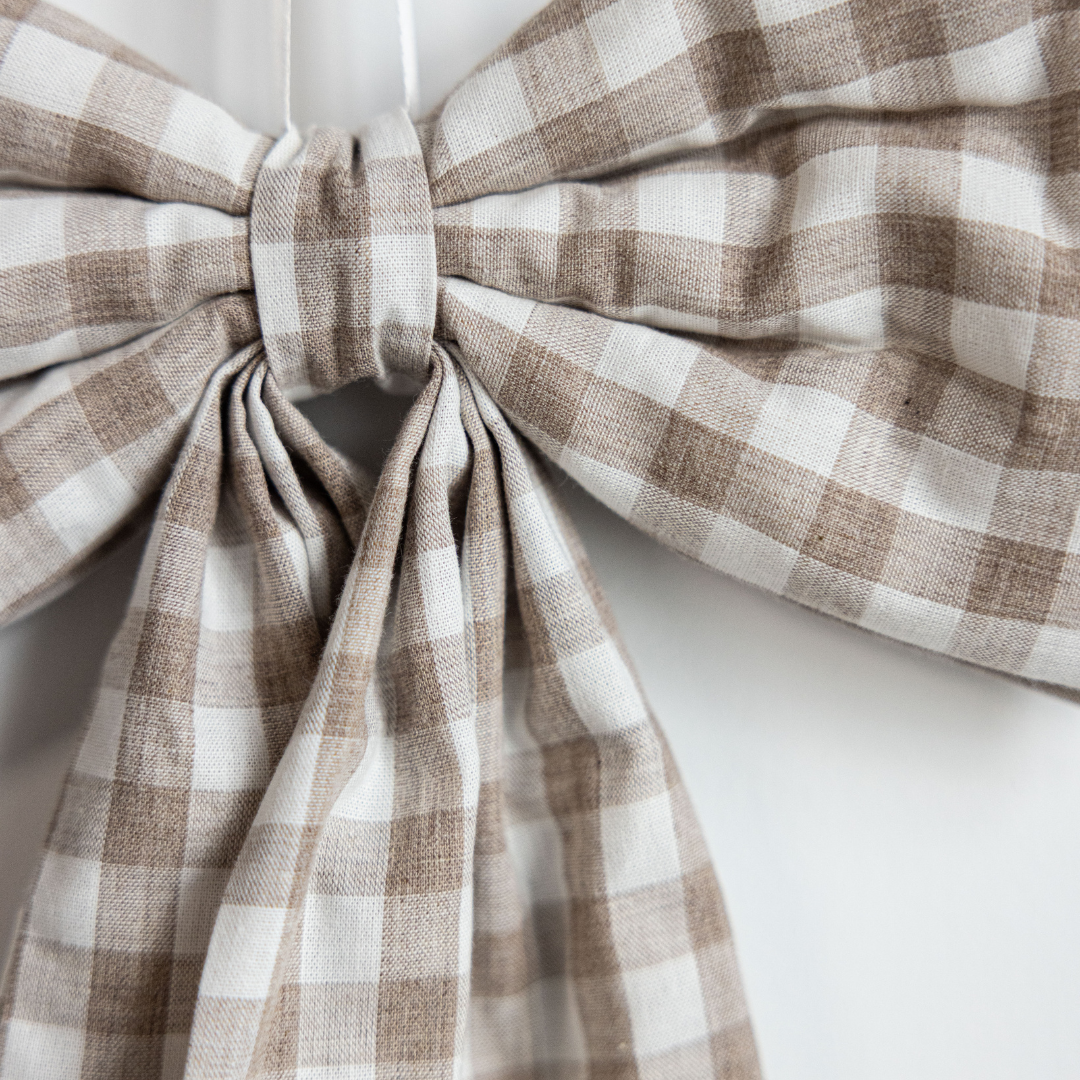 Beige Gingham Fabric Bows - Luxe B Co