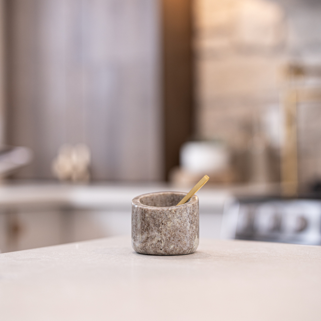 Grey Marble Salt Cellar With Spoon - Luxe B Co