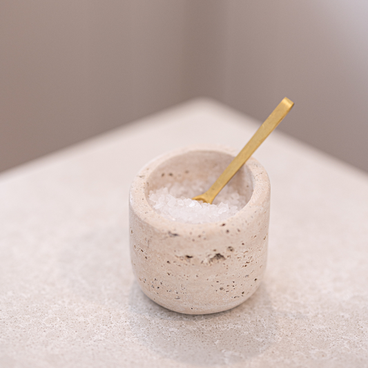 Travertine Salt Cellar With Spoon - Luxe B Co