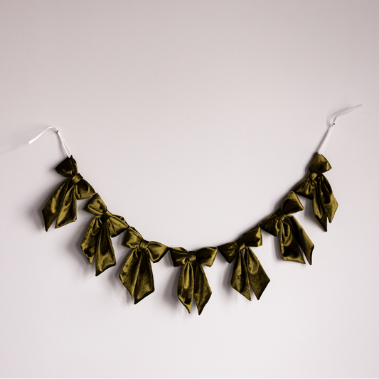 Set of mini Chartreuse velvet fabric bows by Luxe B Co, perfect for holiday decor and gift wrapping.