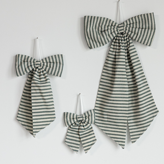 Striped Green & Gold Fabric Bows