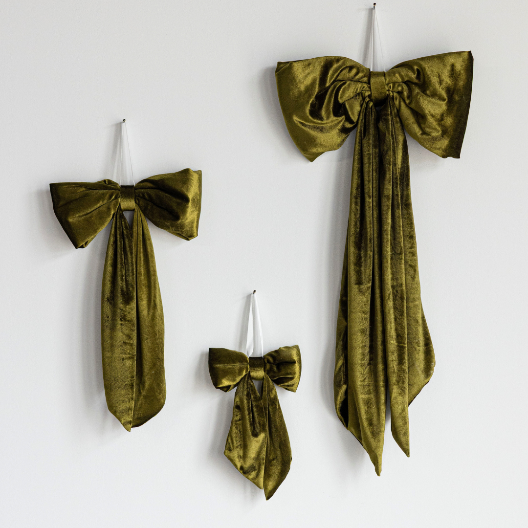 Chartreuse Velvet Holiday Bows - Luxe B Co