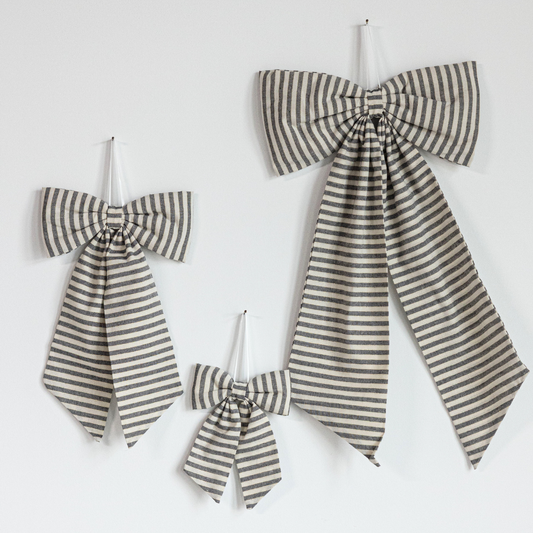 Striped Charcoal & Gold Fabric Bows