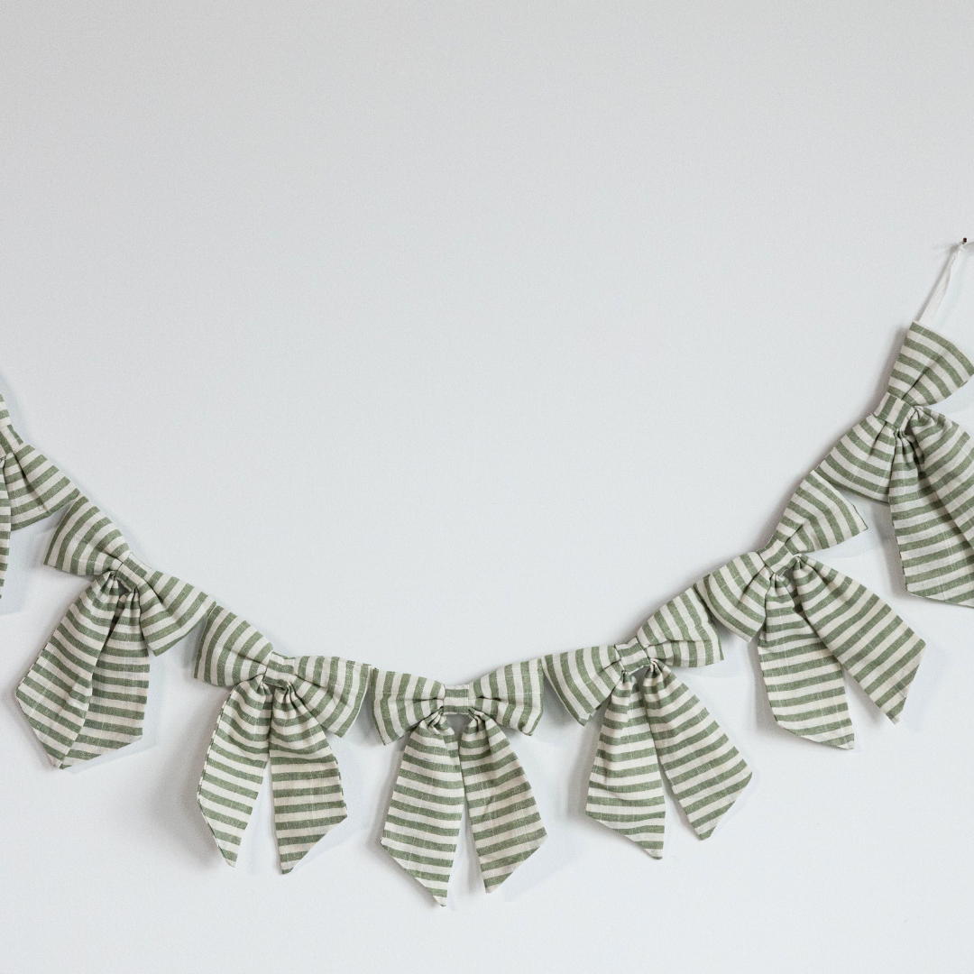 Striped Light Green Bow Garland - Luxe B Co