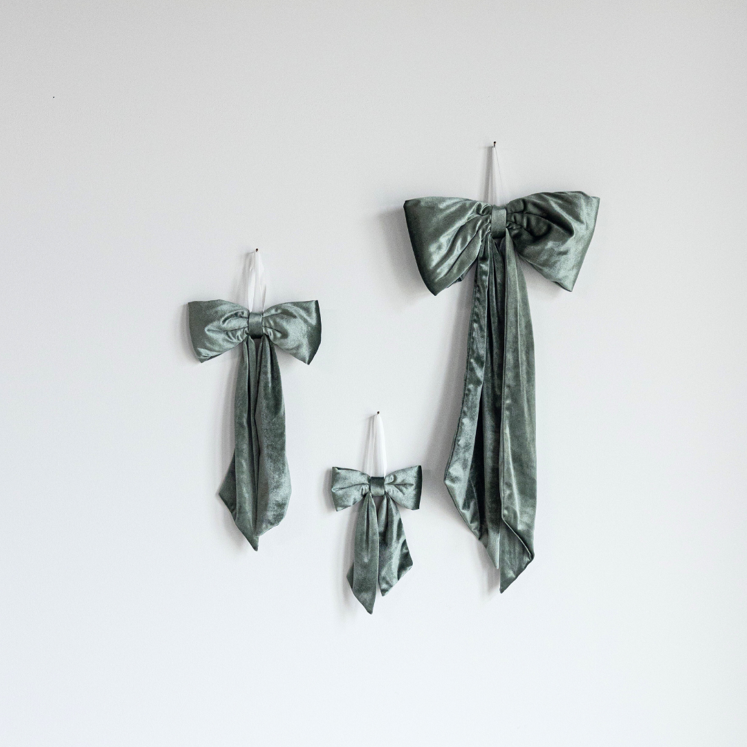 Sage Velvet Holiday Bows - Luxe B Co