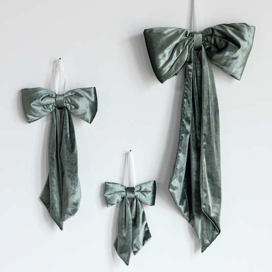 Sage Velvet Holiday Bows - Luxe B Co