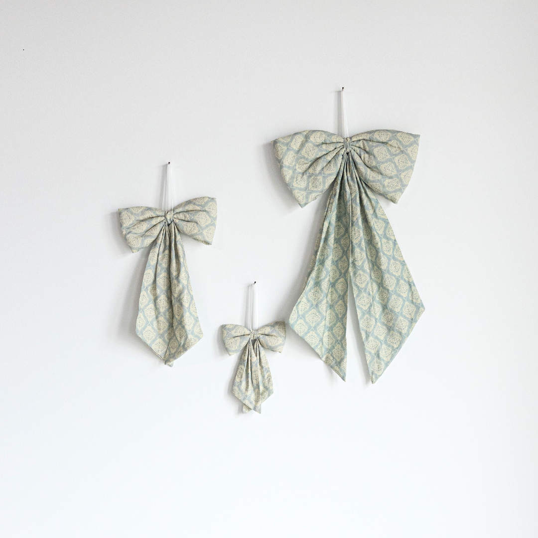 Teal Medallion Pattern Fabric Bows - Luxe B Co