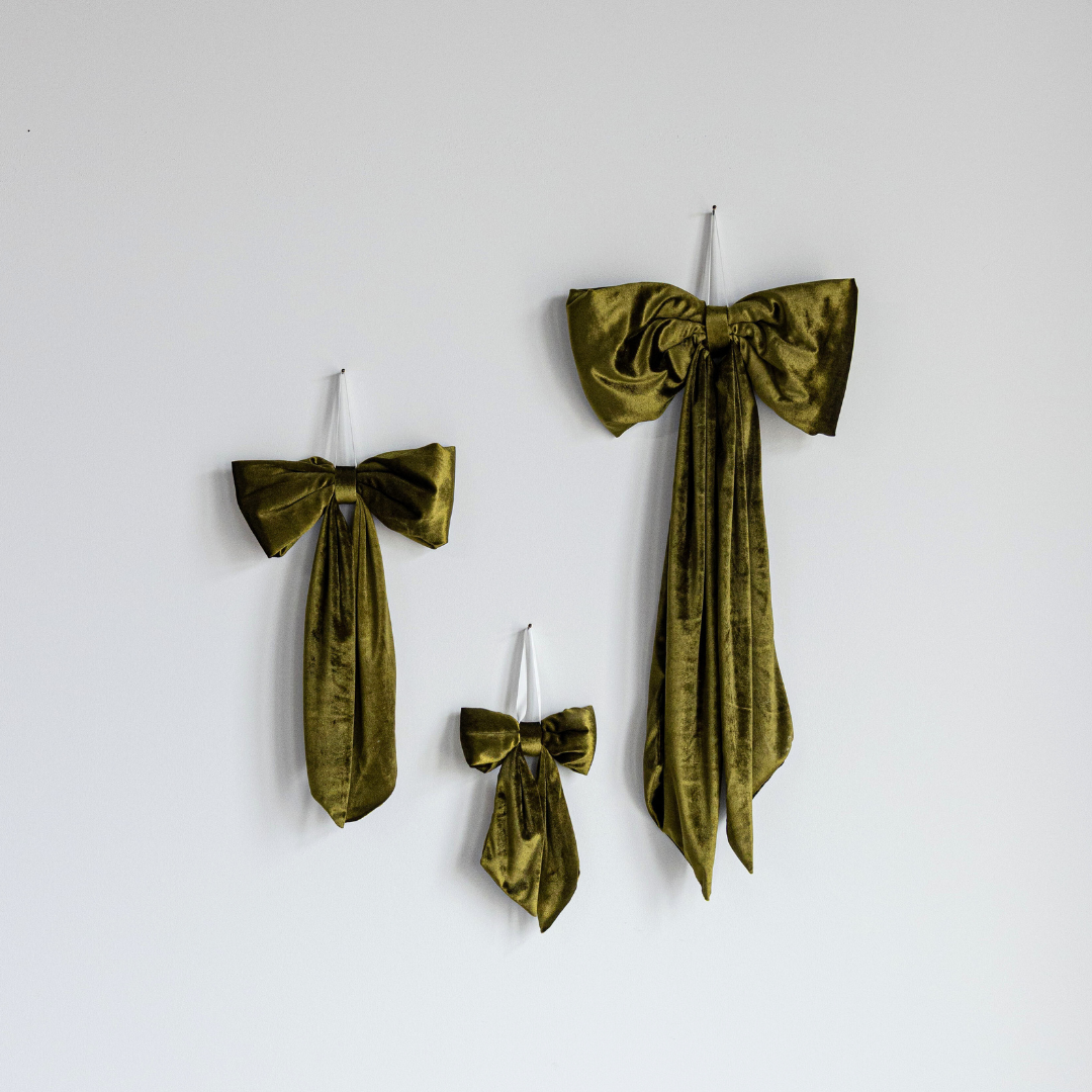 Chartreuse Velvet Holiday Bows - Luxe B Co