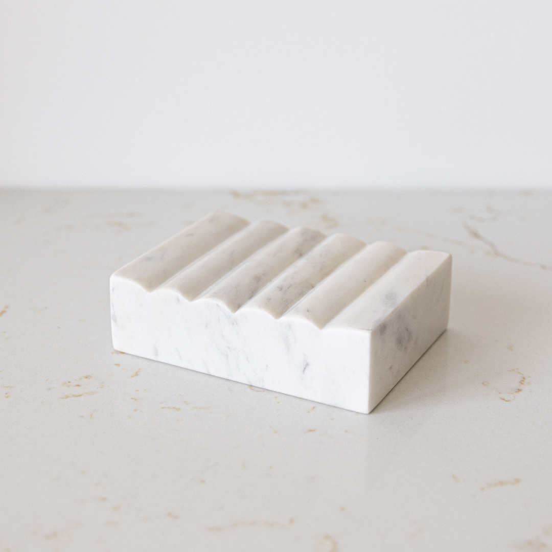 White Scalloped Marble Soap Dish - Luxe B Co