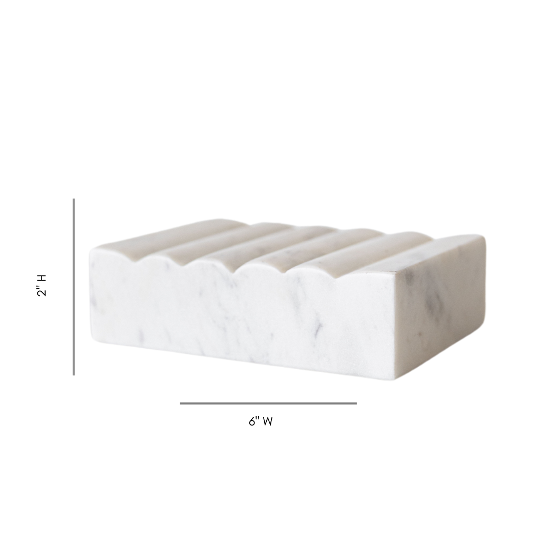 White Scalloped Marble Soap Dish - Luxe B Co