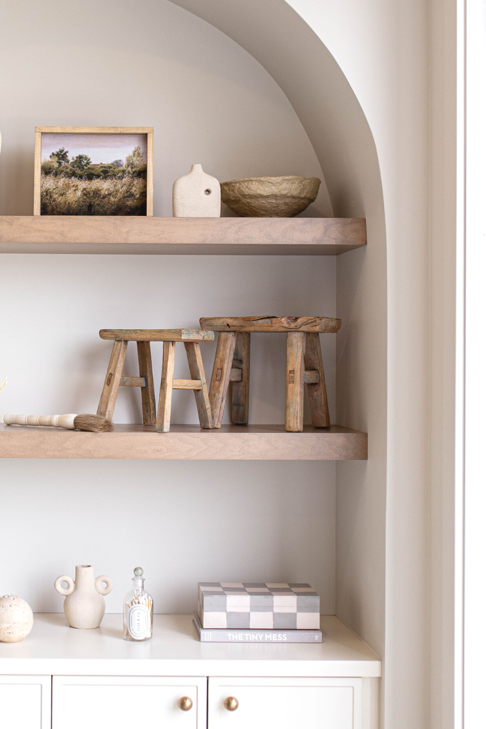 Vintage Inspired Small Wooden Stool | By Luxe B Co.