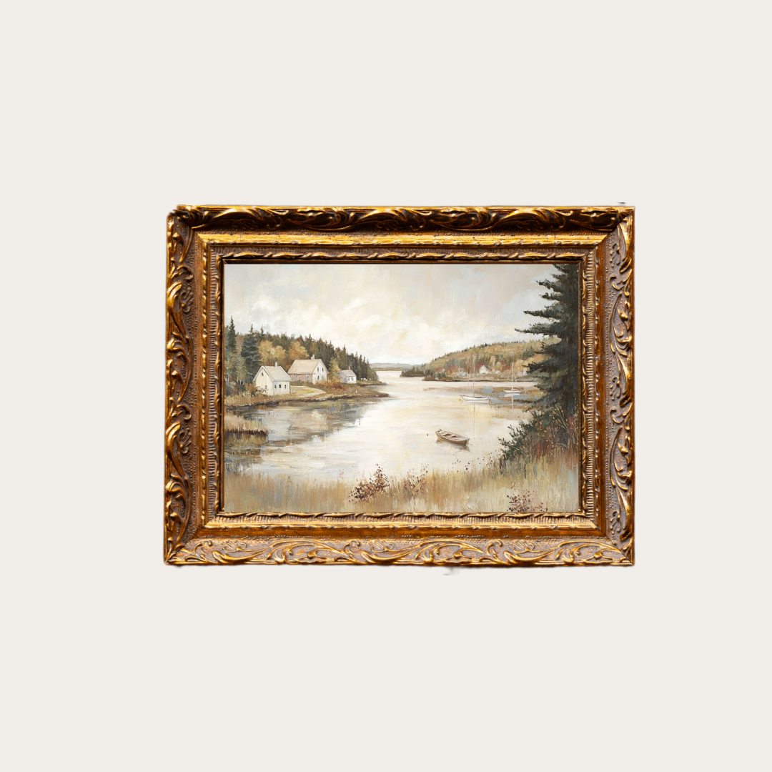 Lakeside Property | French Brass Gold Mould Framed Art - Luxe B Co