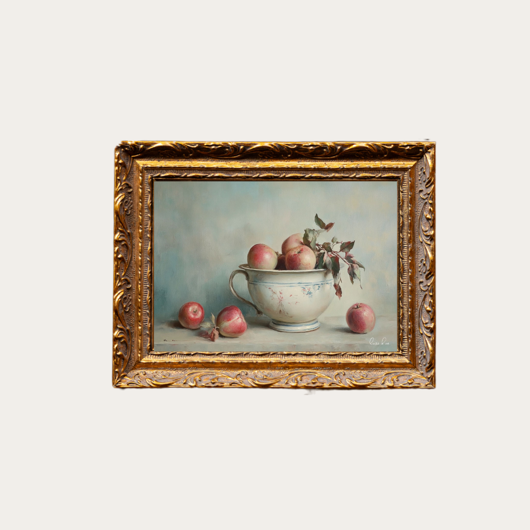 Vintage Muted Apple | French Brass Gold Mould Framed Art - Luxe B Co