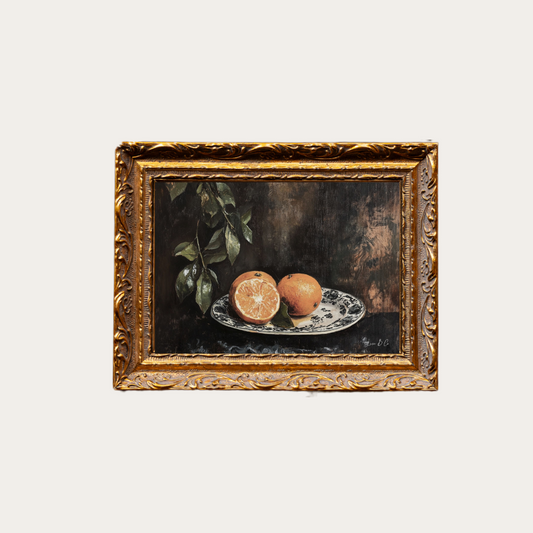 Vintage Mandarin | French Brass Gold Mould Framed Art - Luxe B Co