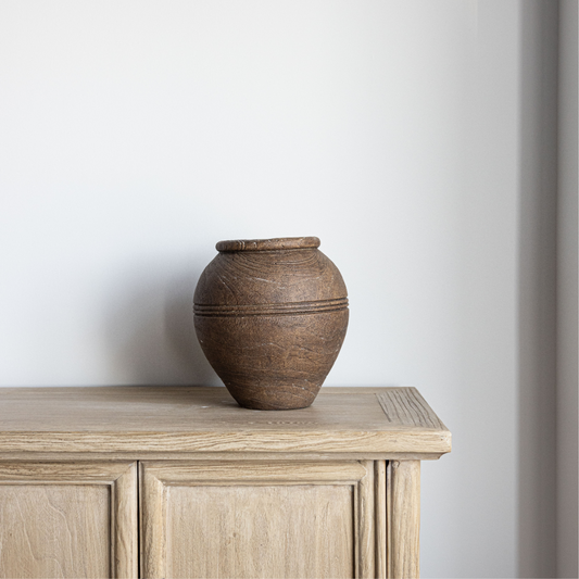 Brown Cement Line Vase