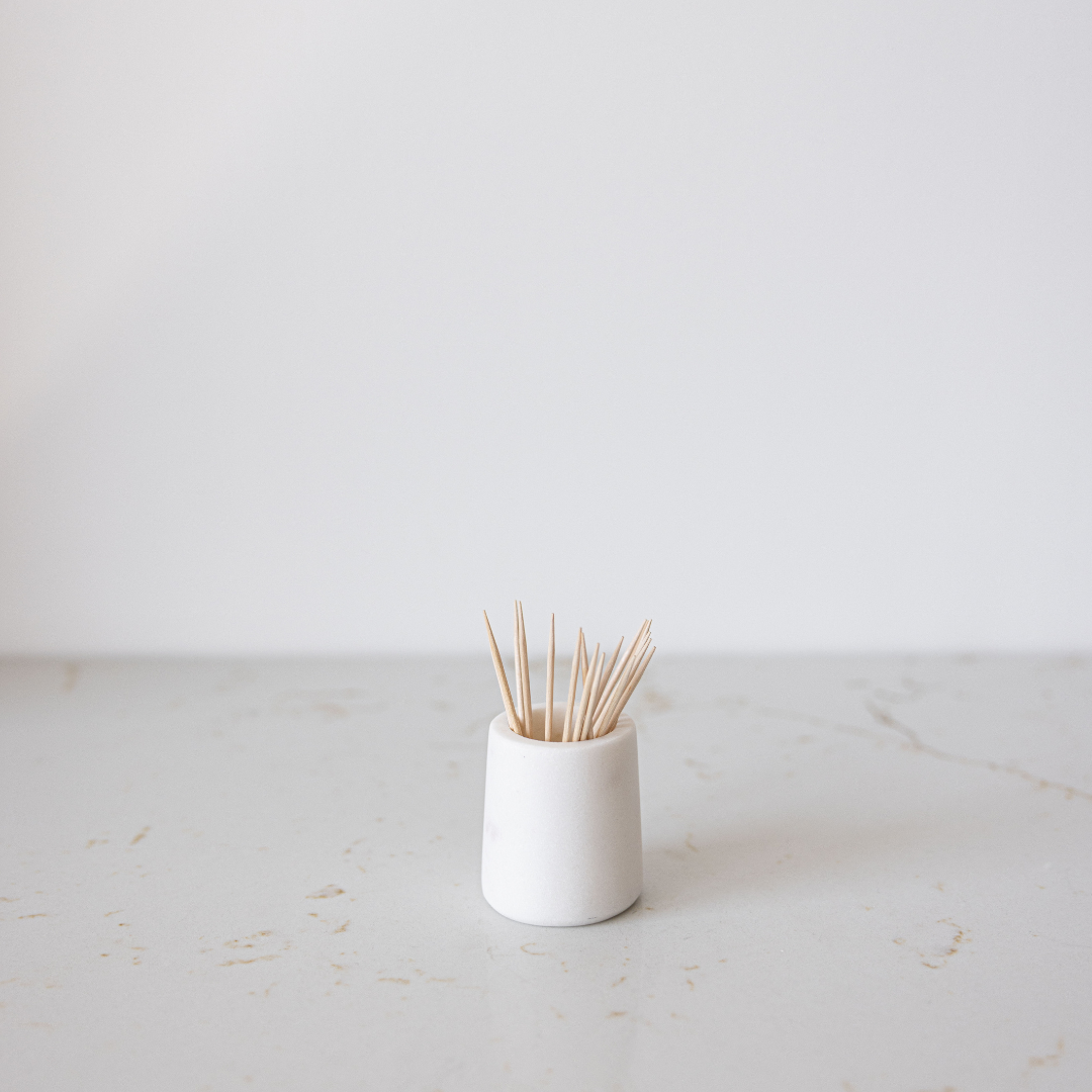 White Marble Toothpick Holder - Luxe B Co