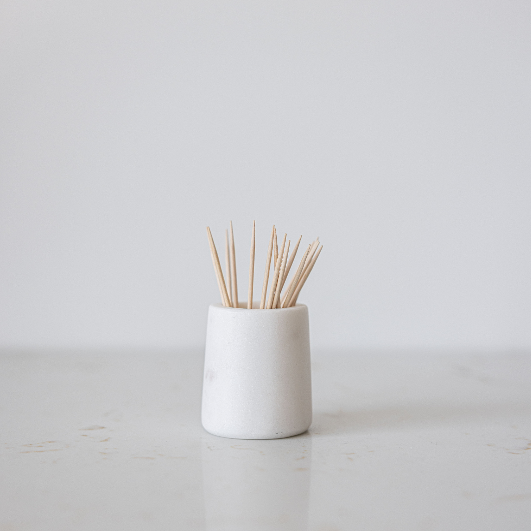 White Marble Toothpick Holder - Luxe B Co