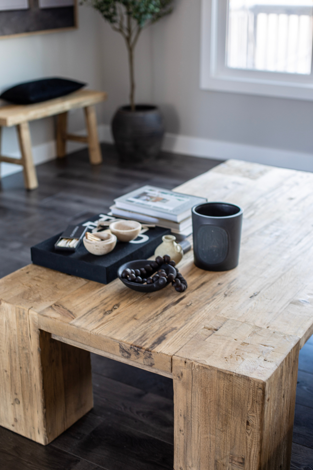 English Beam Elm Wood Coffee Table | By Luxe B Co. 