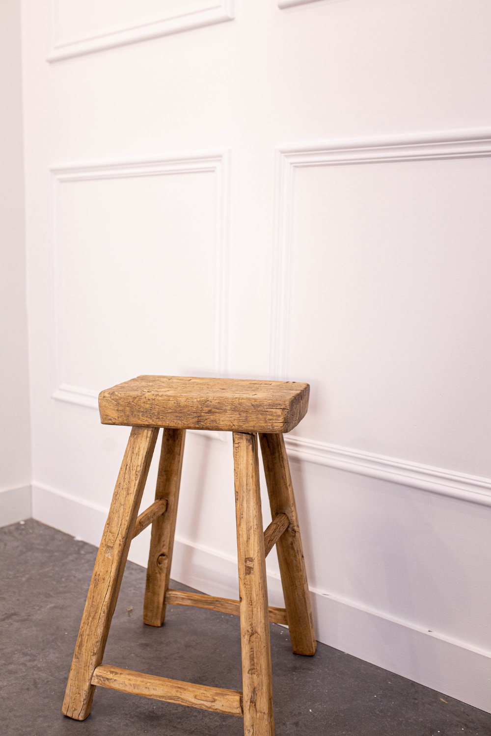 Vintage Square Elm Wood Stool - Luxe B Co