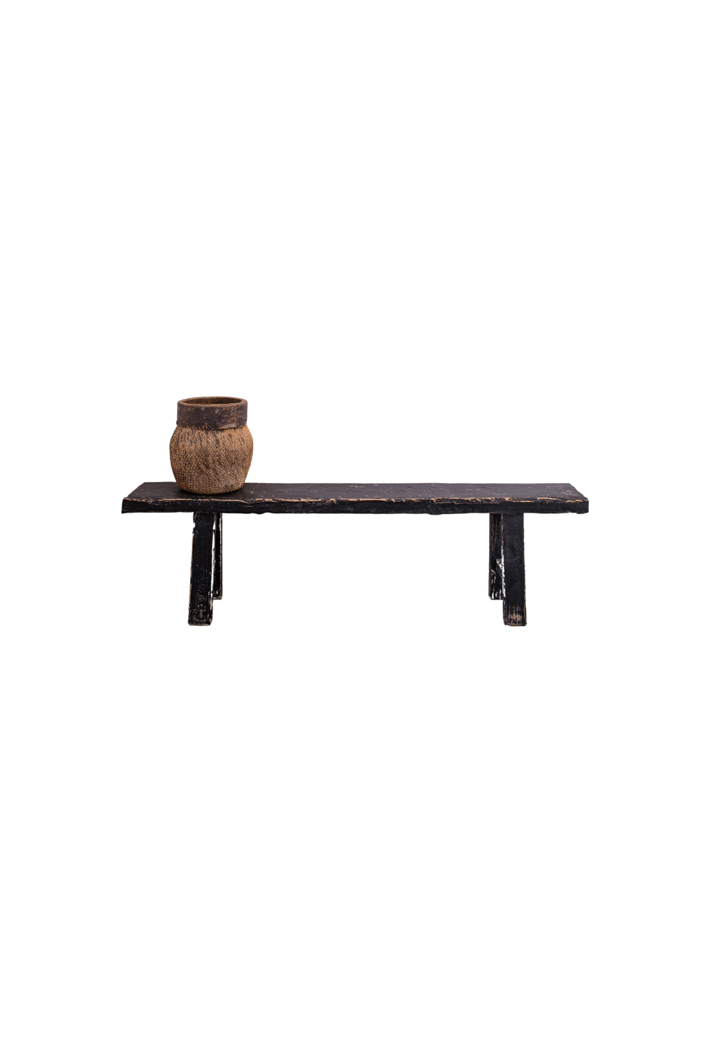 Beirut Elm Wood Bench Grand Rustic Black | By Luxe B Co.  