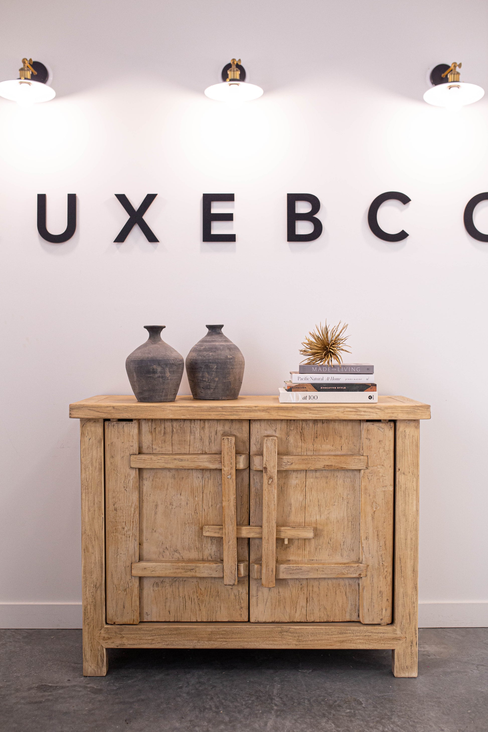 Palm Desert Reclaimed Natural Elm Wood Two-Door Console | By Luxe B Co.