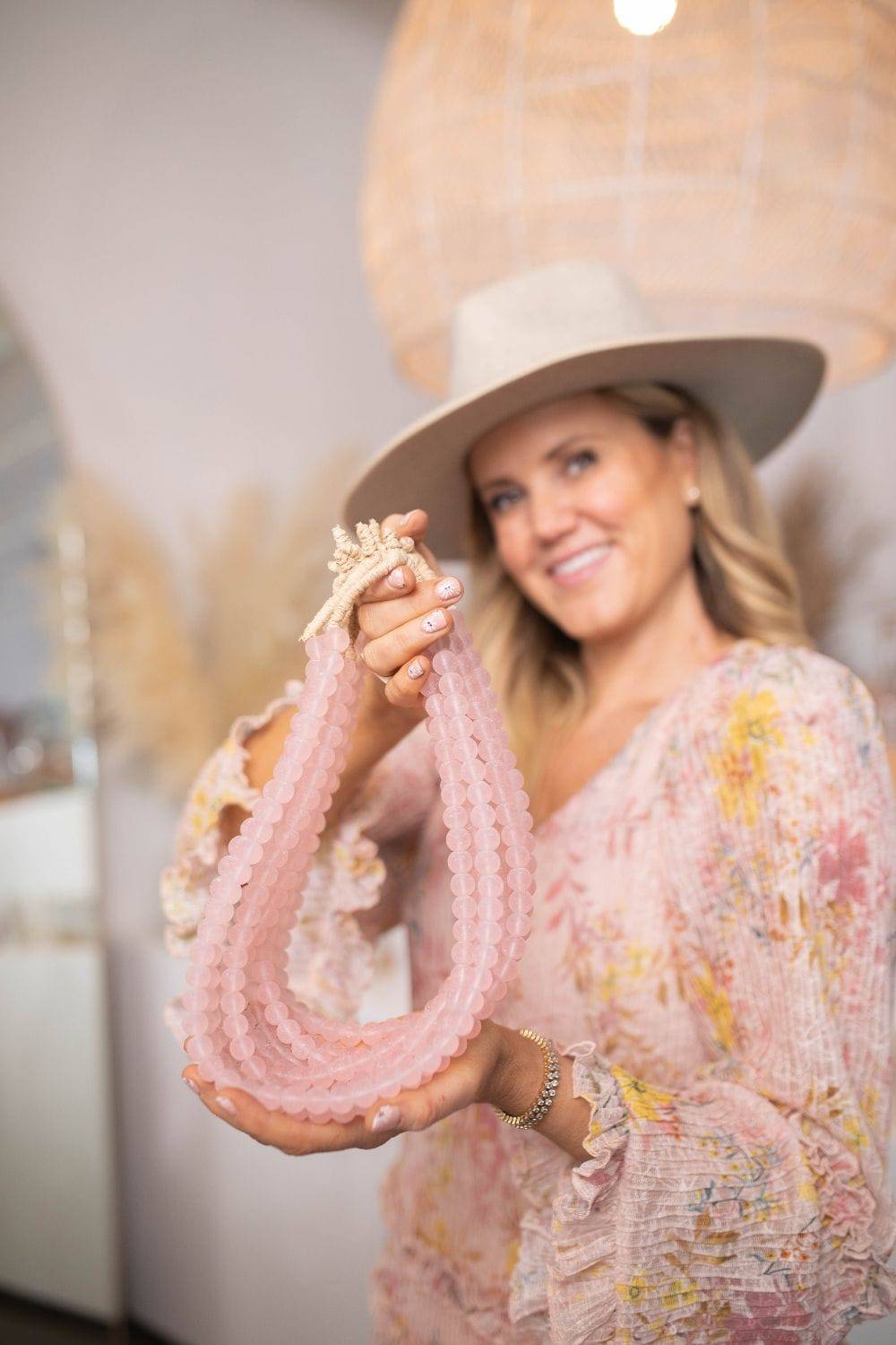 Recycled Glass Boho Beads Light Pink | By Luxe B Co.