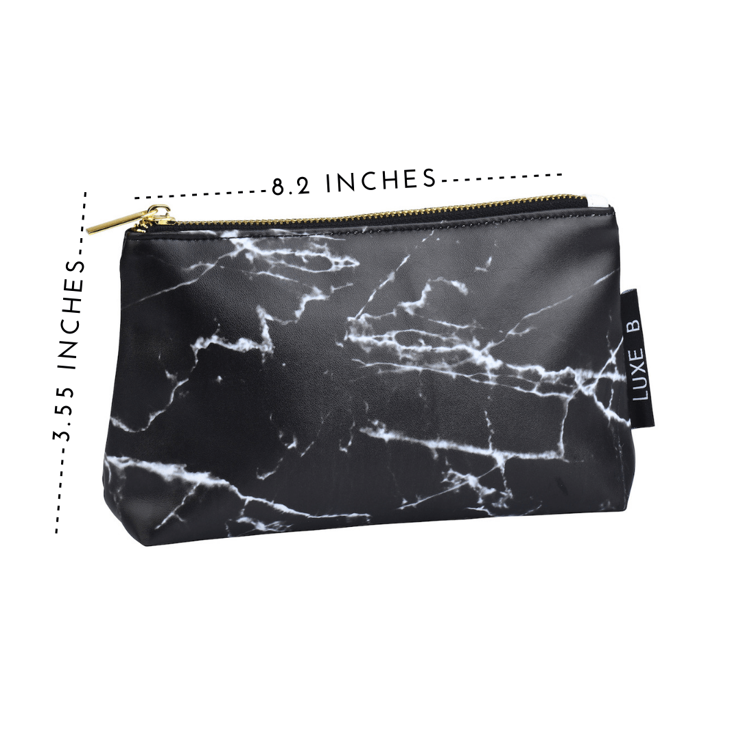 LUXE B Marble Cosmetic Makeup Bag- Black - Luxe B Co