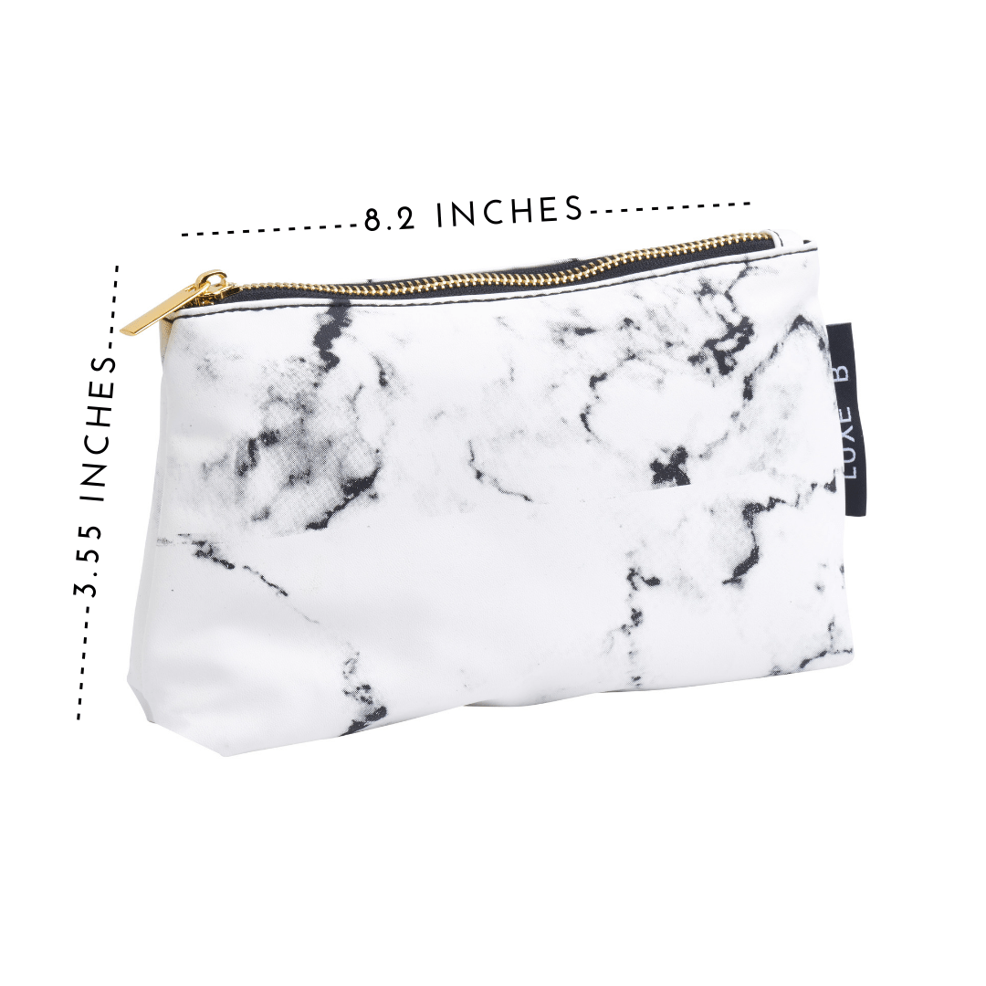 LUXE B Marble Cosmetic Makeup Bag- Smaller size to fit in your purse - Luxe B Co