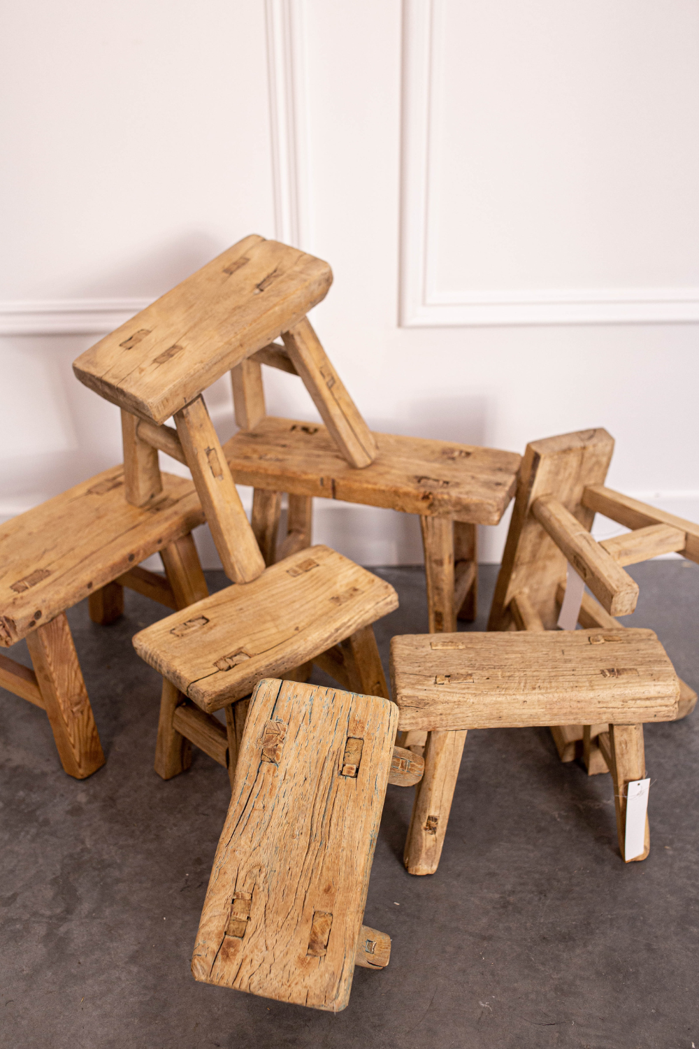 Vintage Inspired Small Wooden Stool | By Luxe B Co.